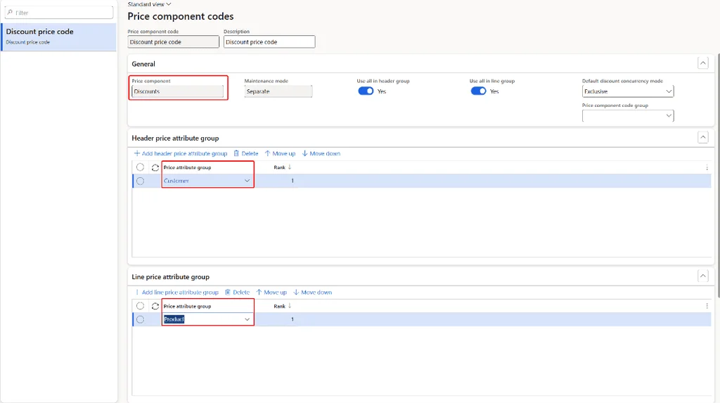 Price attributes sample